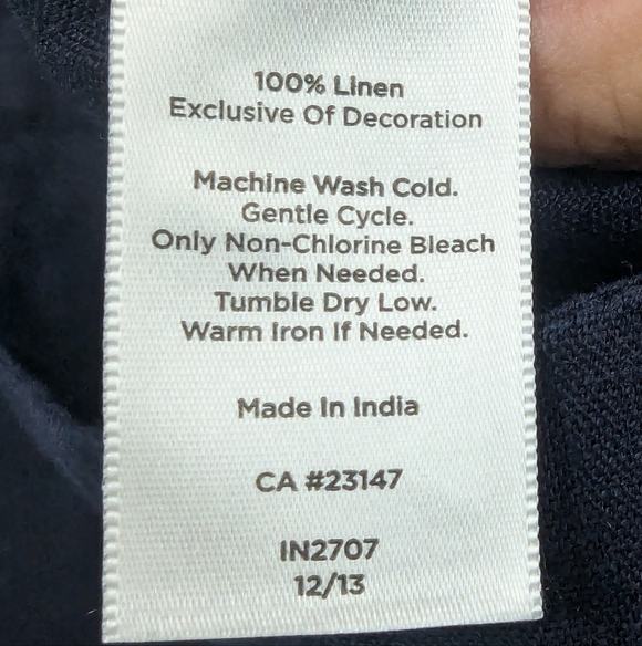 Talbots Size Small 100% Linen Navy Blouse, White Lace & Bead Neckline Pristine - Picture 8 of 11